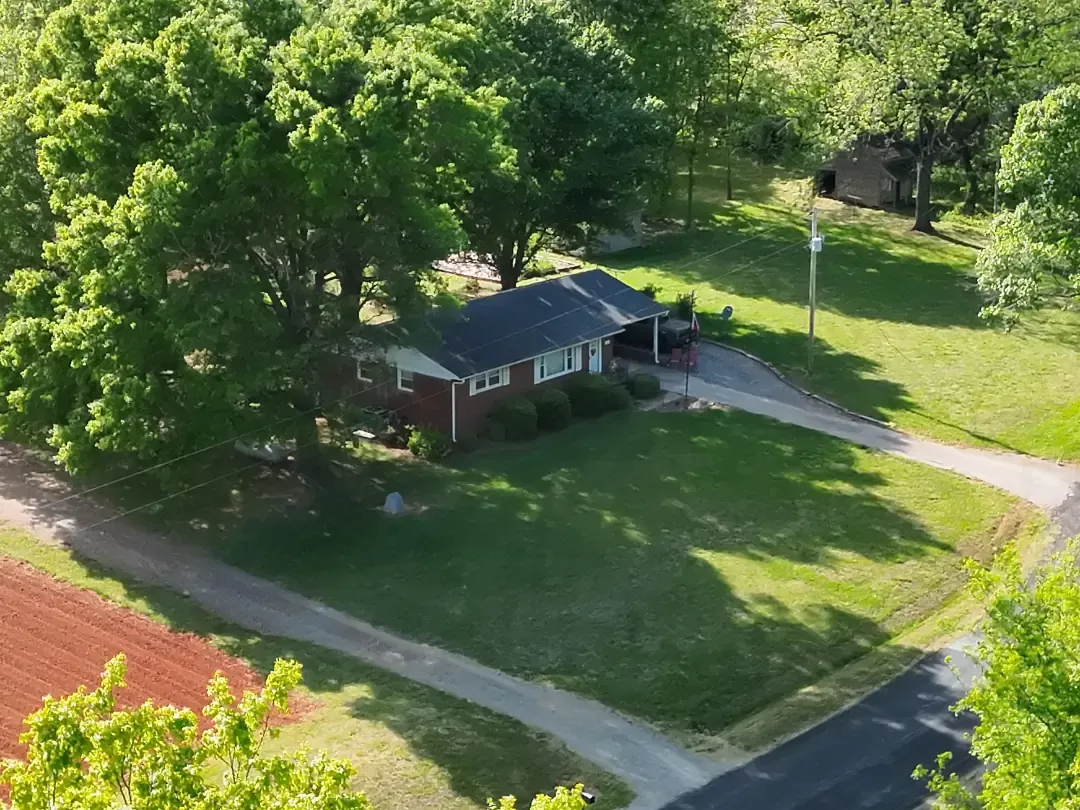 Aerial view of a residential neighborhood